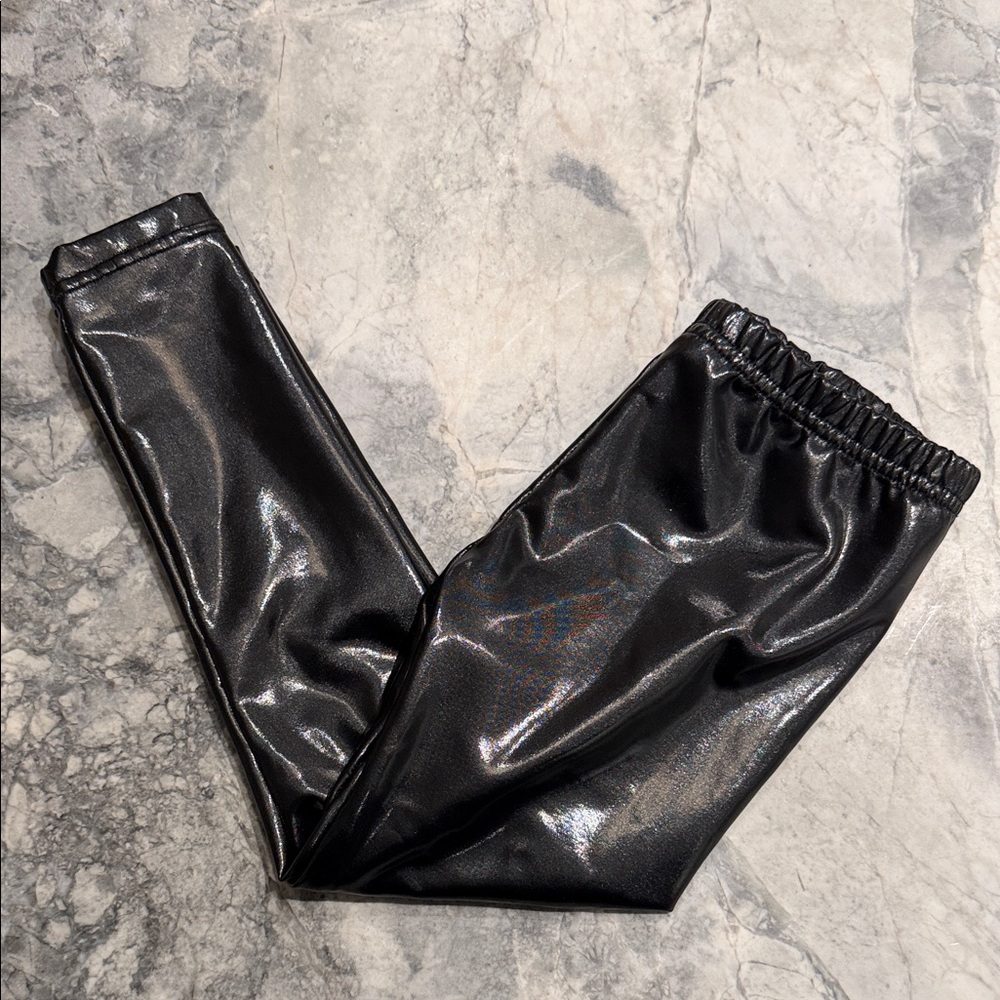 Shiny Black Kids Leggings
